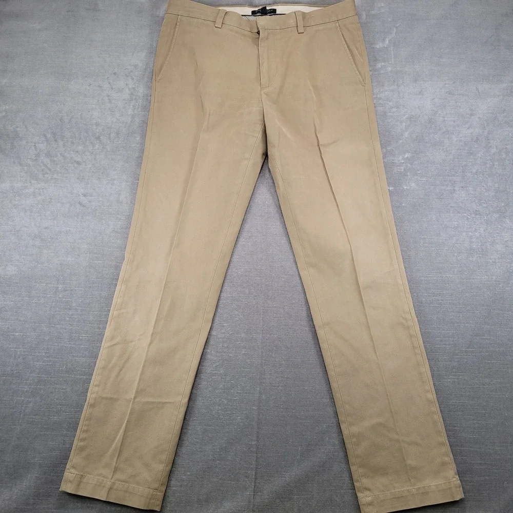 Banana Republic Aiden Chino Pants Mens Actual Sz 32x32 Khaki Tan Slim Fit Cotton